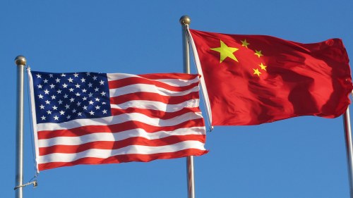 United States and China flags