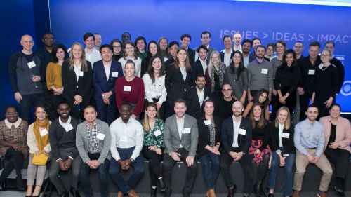 Group of the 2019 and 2020 YP Ambassadors on the Council's stage