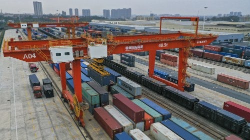 Rows of storage containers at a port