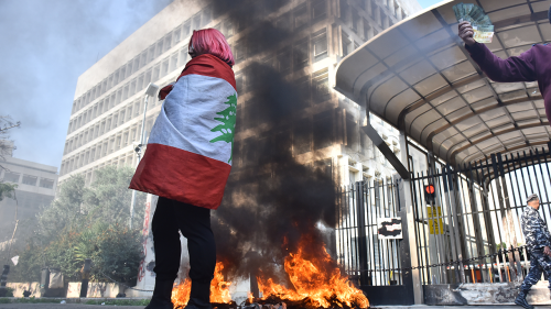 A sit-in in front of the Banque du Liban in Beirut, Lebanon on January 25, 2023.