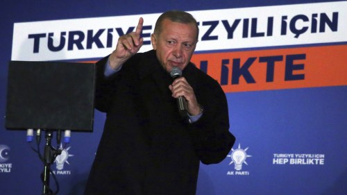 Erdogan speaks at a campaign rally