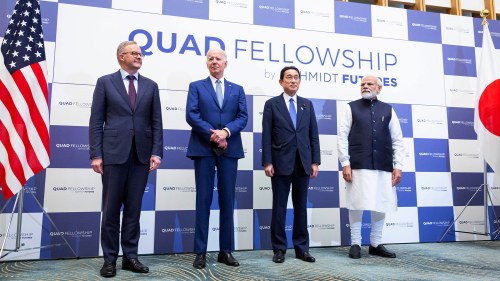 leaders of Australia, the United States, Japan, and India pose for a photo