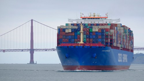  Cosco Shipping container ship passes the Golden Gate Bridge