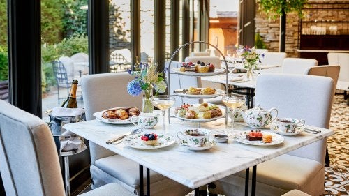 A table set with afternoon tea service