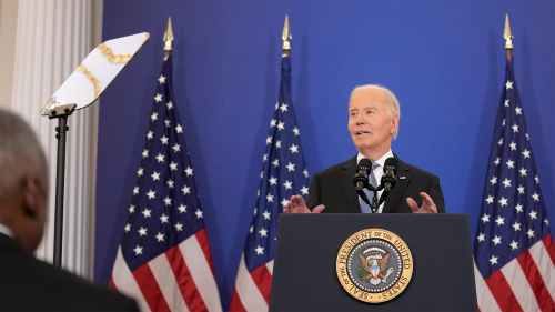 President Joe Biden speaks about foreign policy during a speech at the State Department on January 13, 2025.