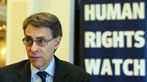 Kenneth Roth, executive director of Human Rights Watch, speaks during an interview with The Associated Press in Beirut, Lebanon, on Jan. 29, 2015