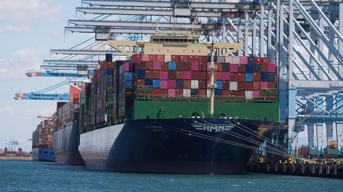 Ships are loaded at the Port of Los Angeles Wednesday, April 2, 2025