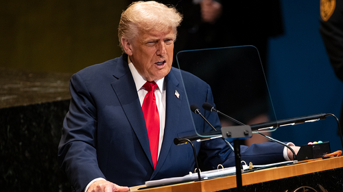 President Donald Trump speaks at the United Nations General Assembly on September 23, 2025.