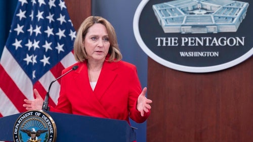 Kath Hicks speaking at the Pentagon