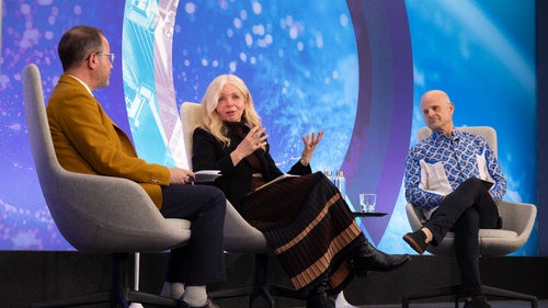 Speakers on the Council's stage