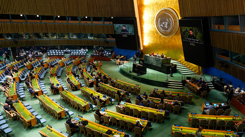 Ukrainian President Volodymyr Zelenskyy speaks during the 80th session of the United Nations General Assembly on September 24, 2025.