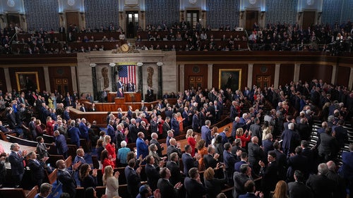 President Donald Trump delivers the State of the Union address to a joint session of Congress in the House chamber at the U.S. Capitol in Washington, Tuesday, Feb. 24, 2026.