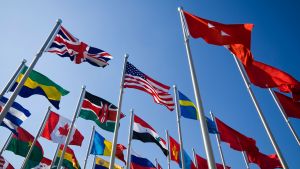 National flags outside of the United Nations.