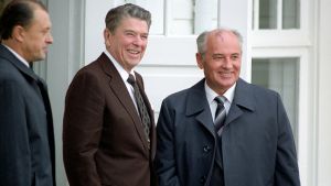 Trip to Iceland Reykjavik Summit Arrival of General Secretary Mikhail Gorbachev at Hofdi House.