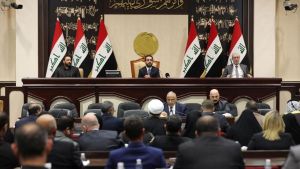 Members of the Iraqi parliament are seen at the parliament in Baghdad