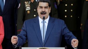 Venezuela's President Nicolas Maduro speaks during a news conference at Miraflores Palace in Caracas, Venezuela