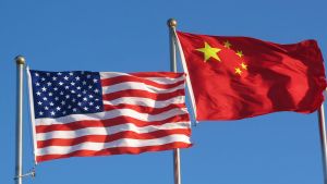 USA and China flags.