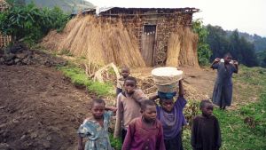 A group of young children in Volcanoes National Park, Rwanda
