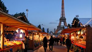Christmas Market at the Trocadéro Gardens in the global city of Paris, France.