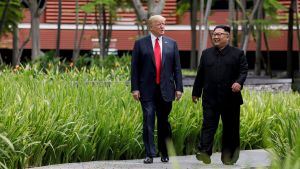 US President Trump and Kim Jong-Un.