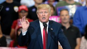 Donald Trump speaking at a rally in 2016