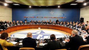U.S. Defense Secretary Robert M. Gates and other members of NATO Ministers of Defense and of Foreign Affairs meet at NATO headquarters in Brussels, Belgium