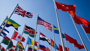 National flags outside of the United Nations.