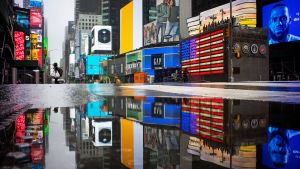 New York City's empty Times Square during the stay-at-home order, 2020.