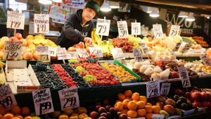 A fruit stand in Pike Place Market
