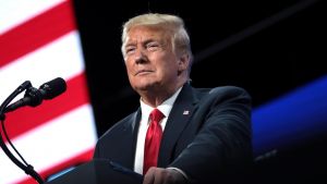 US President Donald Trump speaking in Phoenix, Arizona.
