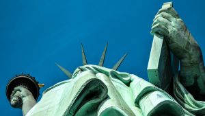 Statue of Liberty, from below.