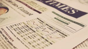 Stock market data on a newspaper