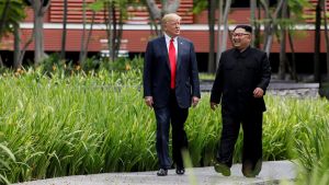 US President Trump and Kim Jong-Un.