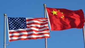 USA and China flags. 