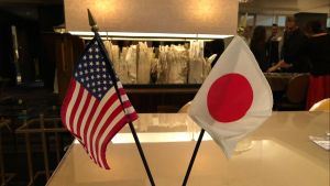  The American and Japanese flags. 
