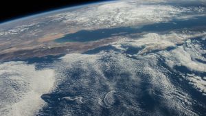 View of clouds on Earth from space. 