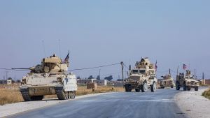 M2A2 Bradley IFVs of the 4th Battalion, 118th Infantry Regiment, attached to 218th MEB, accompany a U.S. patrol in eastern Syria, 13 November 2019