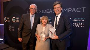 Ivo Daalder, Carole Segal, and Timothy Shriver at the 2018 Global Leadership Awards