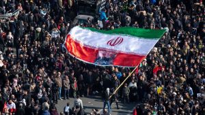 People gathering at the funeral of Qasem Soleimani.