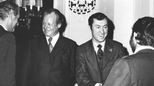 West German chancellor Willy Brandt, left, with Council President John Rielly in 1973. 