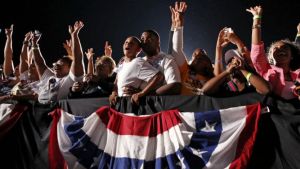 Supporters of U.S. President Barack Obama in Cleveland, Ohio, October 2012