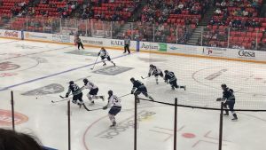 An ice hockey game being played in Washington state.