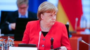 German Chancellor Angela Merkel attends the weekly cabinet meeting