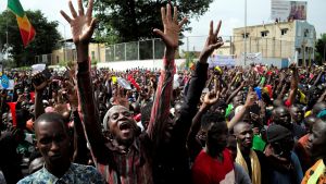 A group of protests on the streets in Mali. 