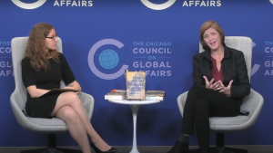 Samantha Power speaks at an event hosted by the Chicago Council on Global Affairs. 