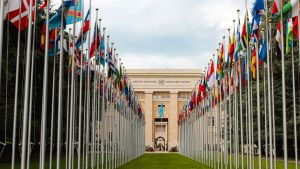 Flags outside the United Nations