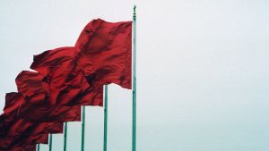 Chinese flags in Tiananmen Square 