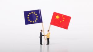 China and Eu flags 
