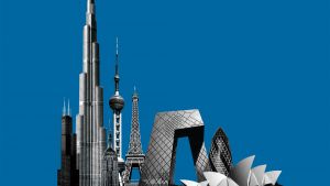 On Global Cities cover image, including recognizable buildings and landmarks from global cities.