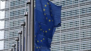 EU flags at the European Commission Berlaymont building